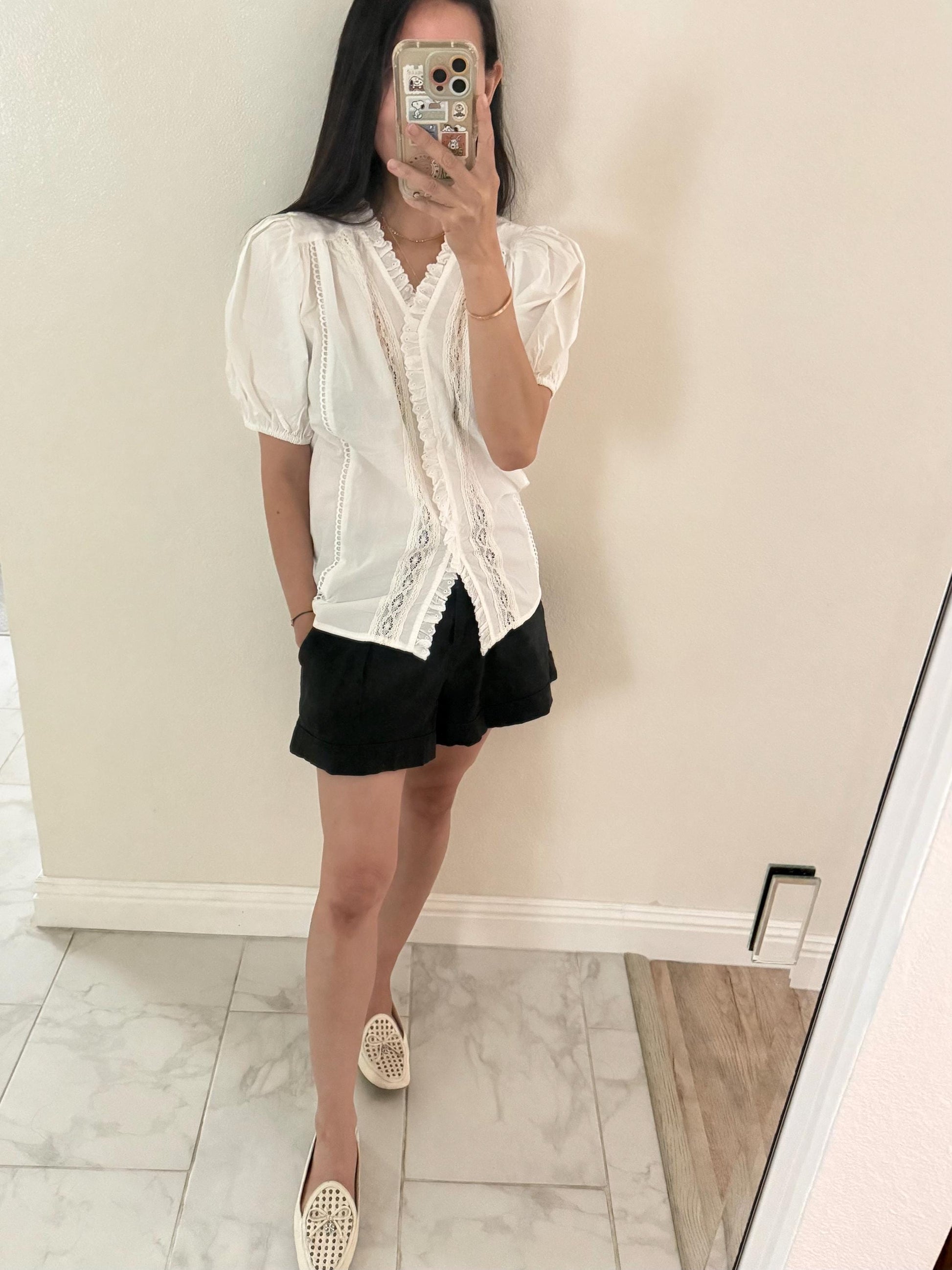 White shirt classic cotton shirt. Vintage inspired french top style top. Whimsical style French Style Top. Cottagecore style Top