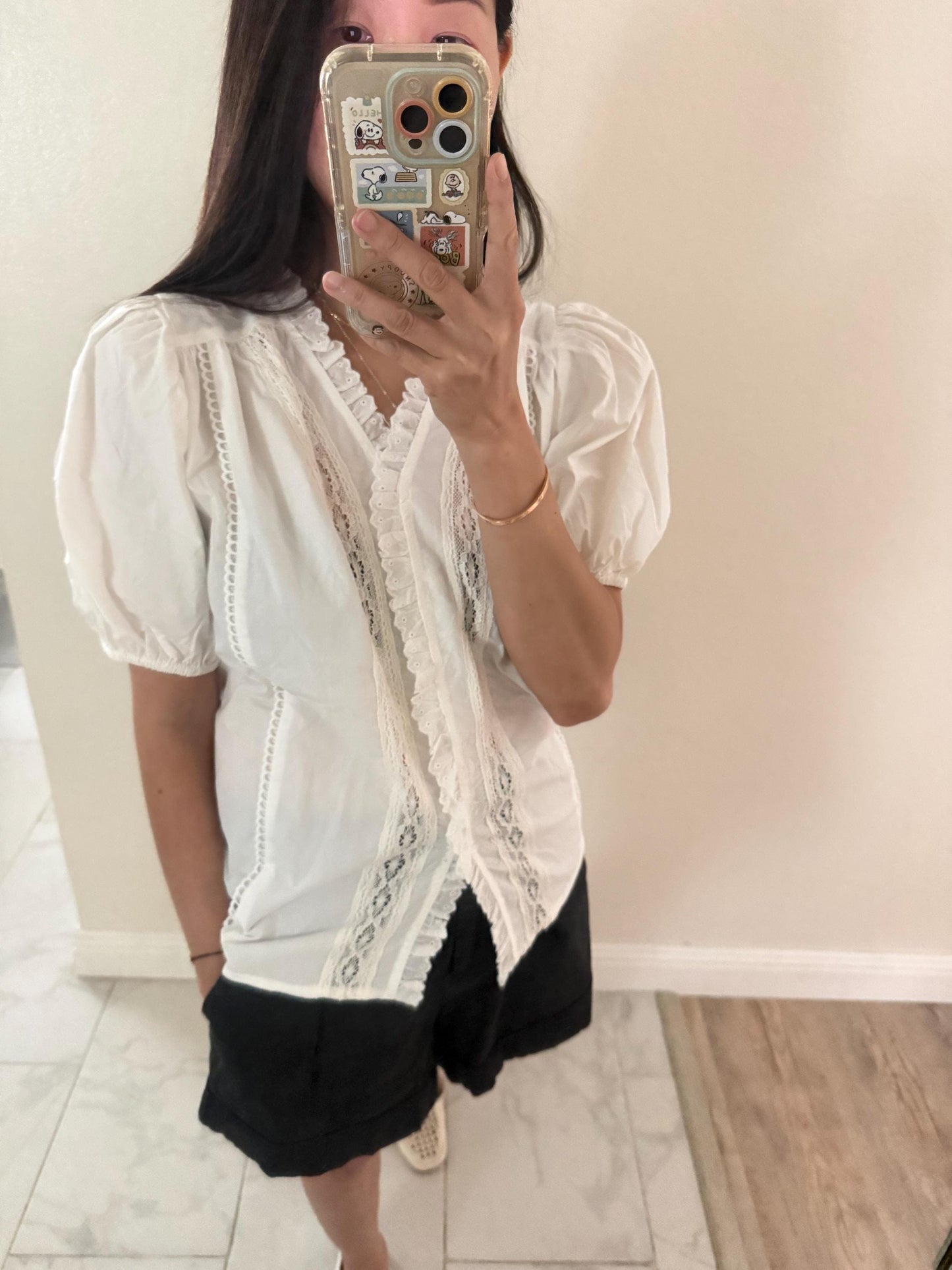 White shirt classic cotton shirt. Vintage inspired french top style top. Whimsical style French Style Top. Cottagecore style Top