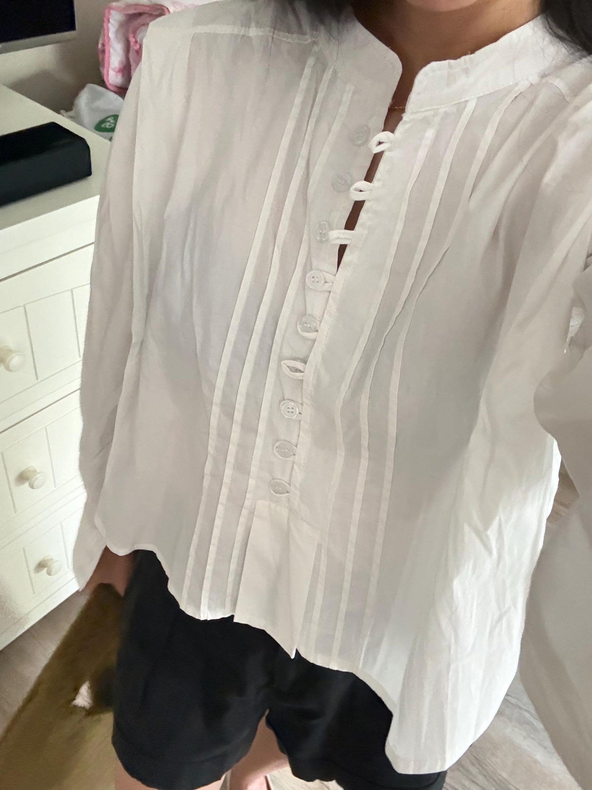 Cotton classic white button down top. Vintage Inspired Style Top. Cottage core style blouse. Bohemian Victorian Top.