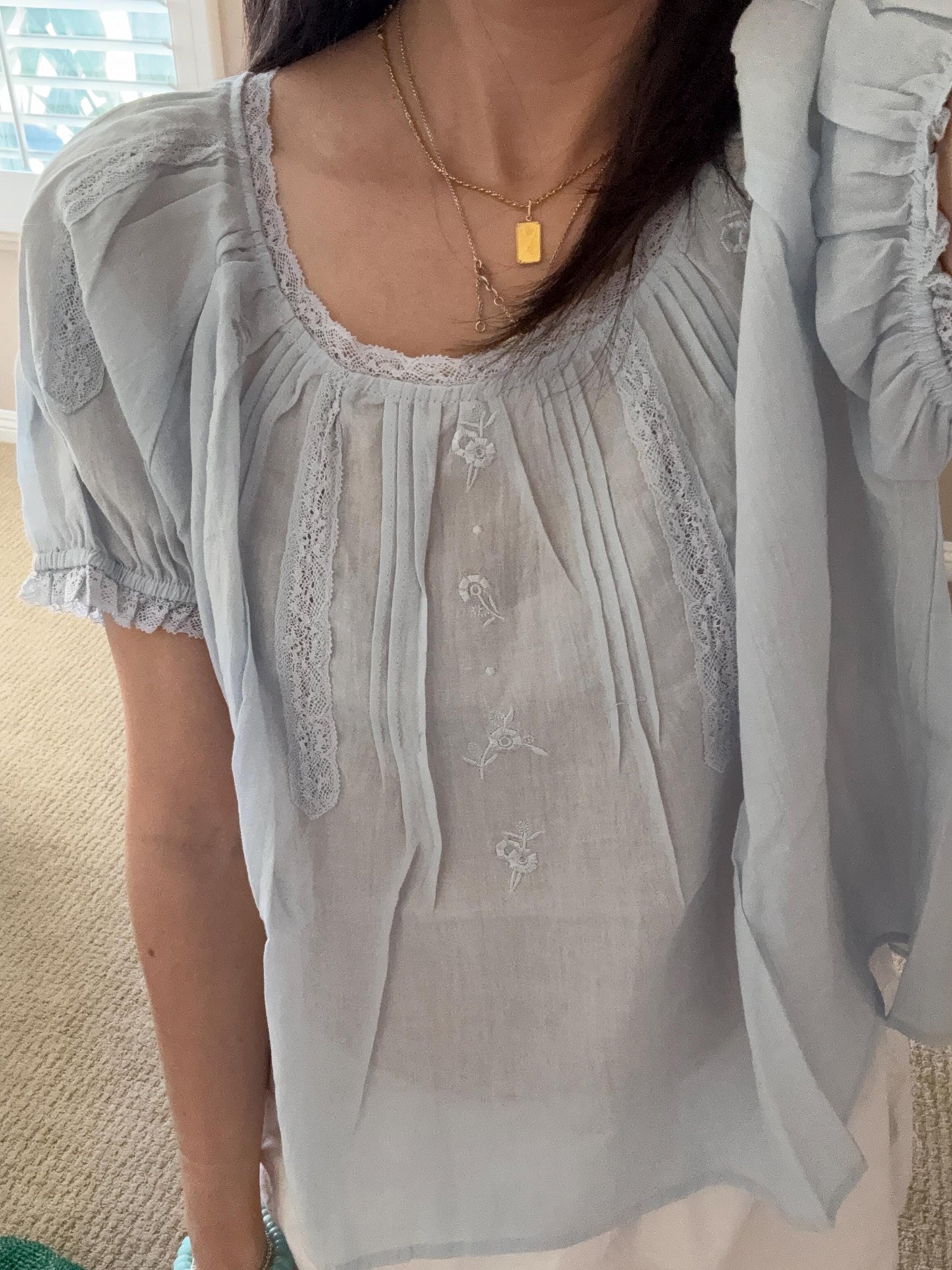 Casual cotton pintuck eyelet romantic top . Whimsical cottage core top. Bohemian cotton vest . Praire cotton lace top. Embroidered top.