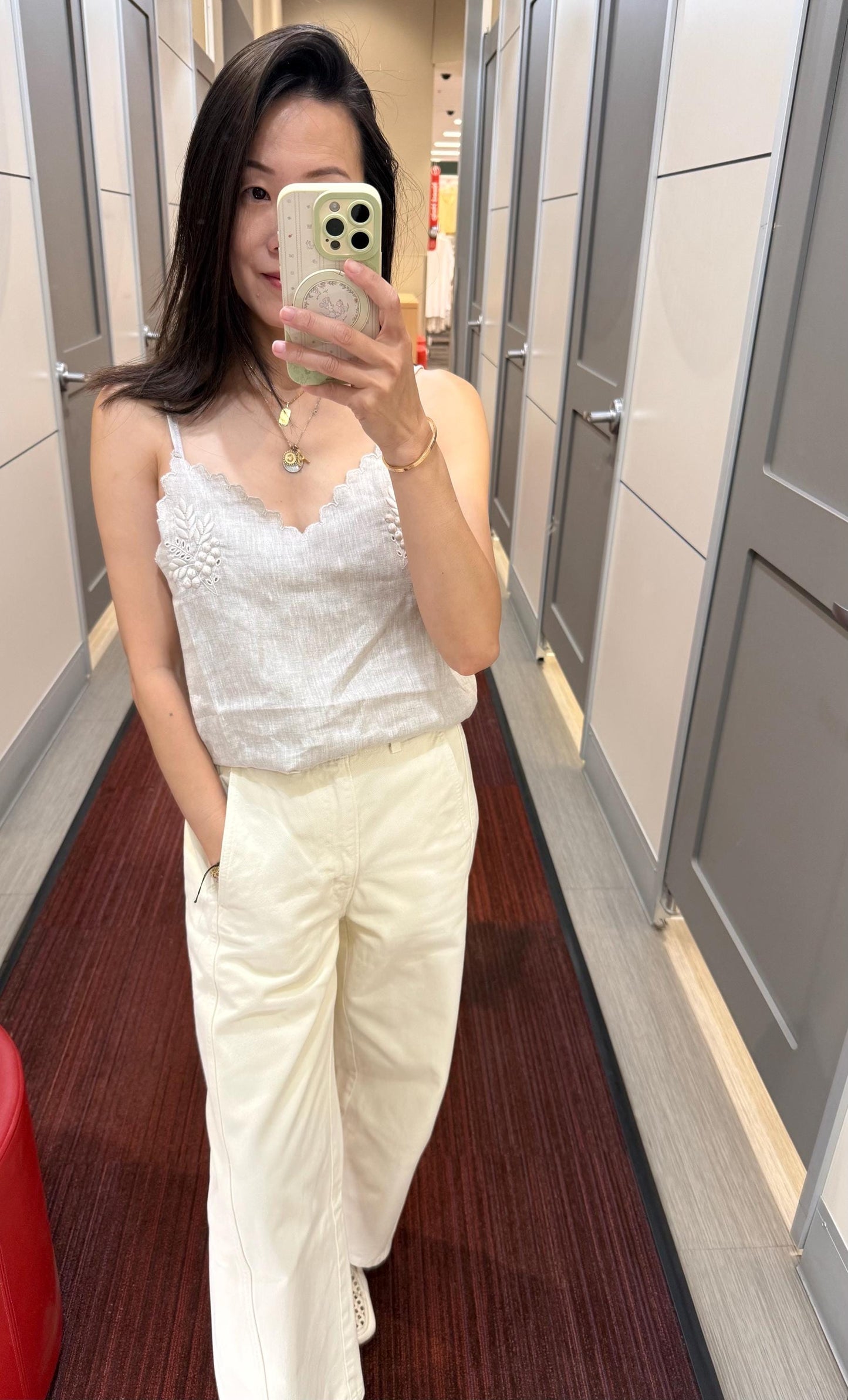 Casual linen tank in neutral beige . Whimsical tank top . Bohemian linen top . Praire spaghetti tank too . Embroidered pinterest top