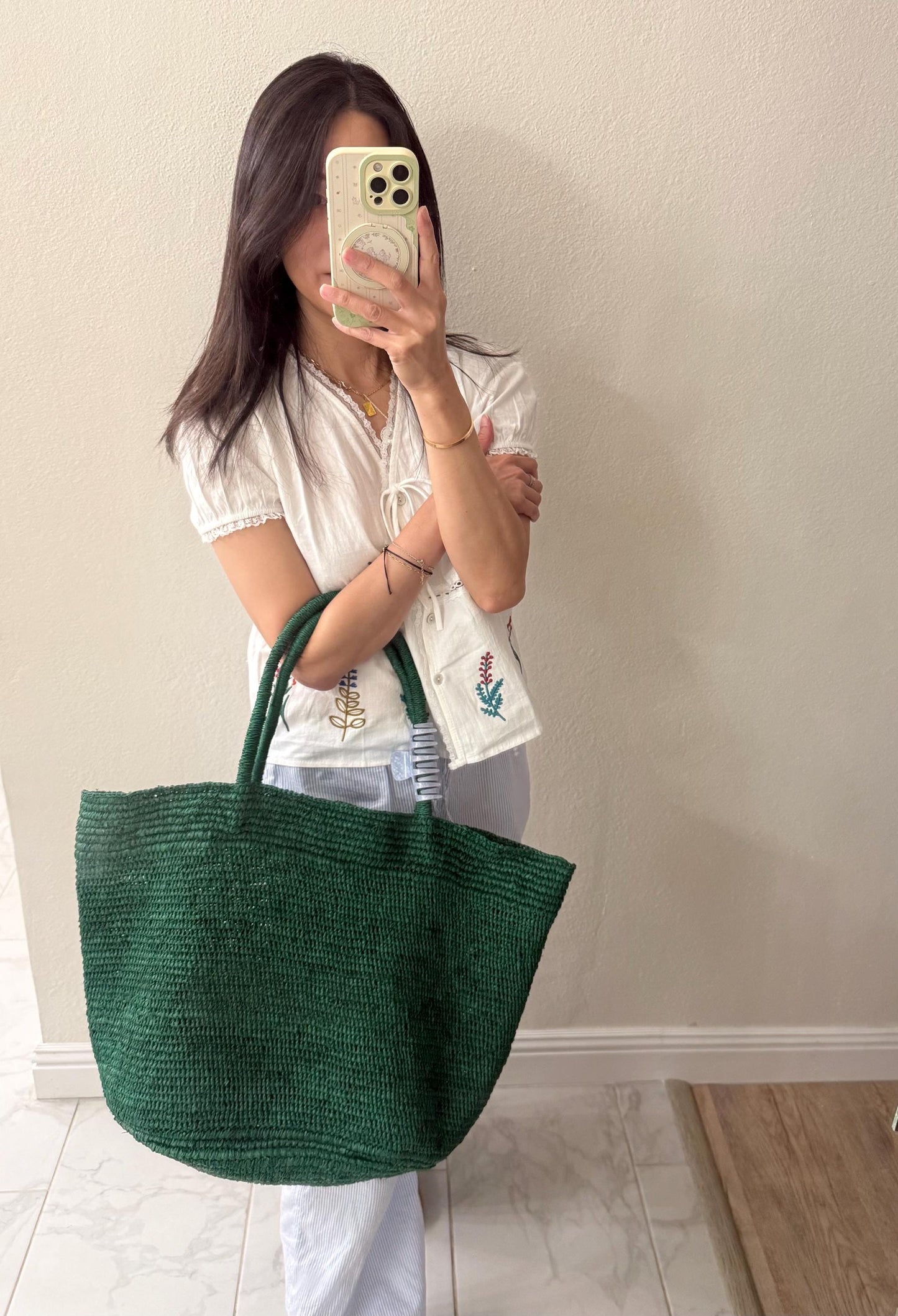 Woven Shoulder Bag. Beach Woven Shoulder Bag. Summer woven bag. Green Matcha Emerald Woven Bag. Natural Straw Bag