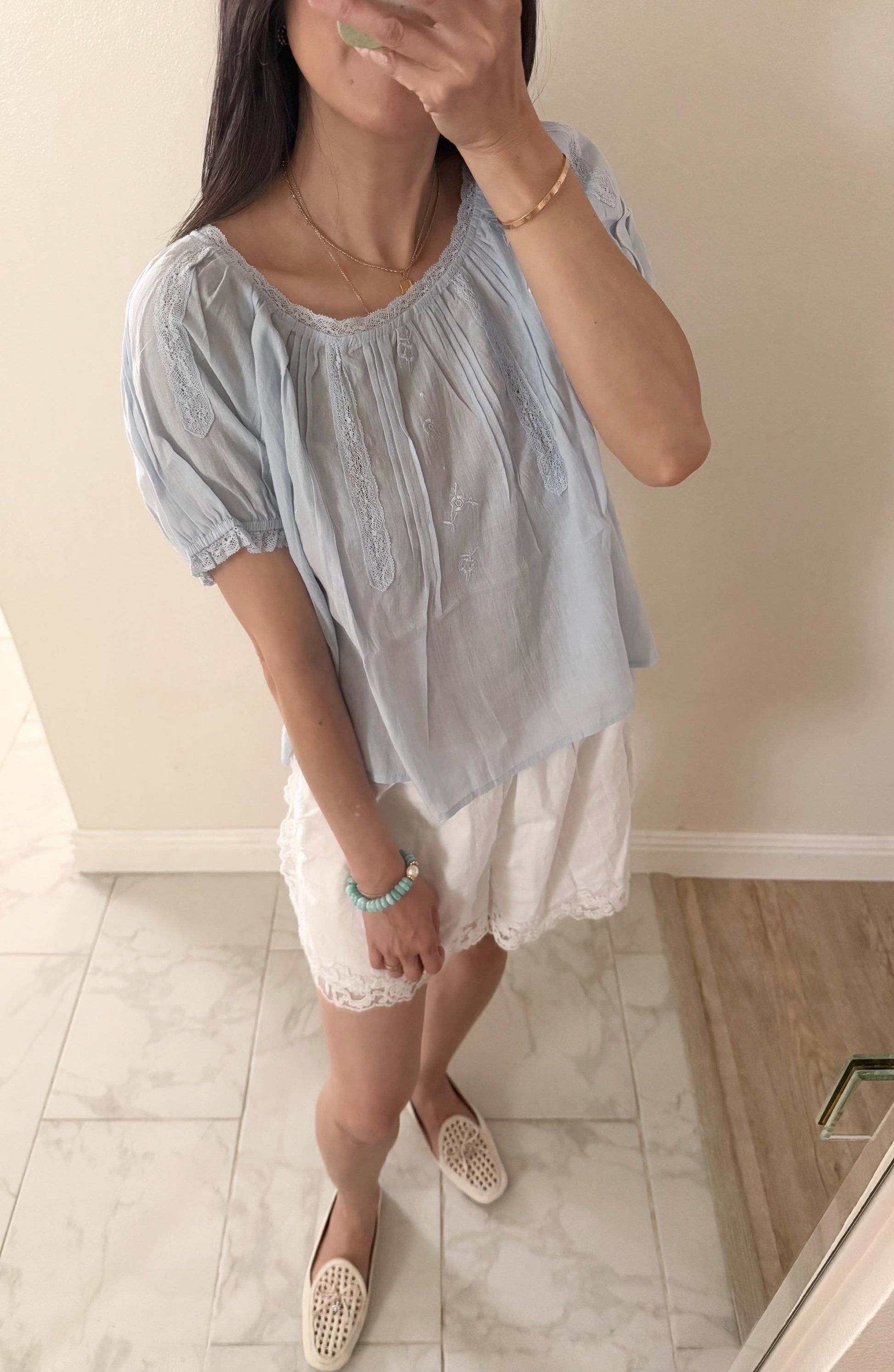 Casual cotton pintuck eyelet romantic top . Whimsical cottage core top. Bohemian cotton vest . Praire cotton lace top. Embroidered top.