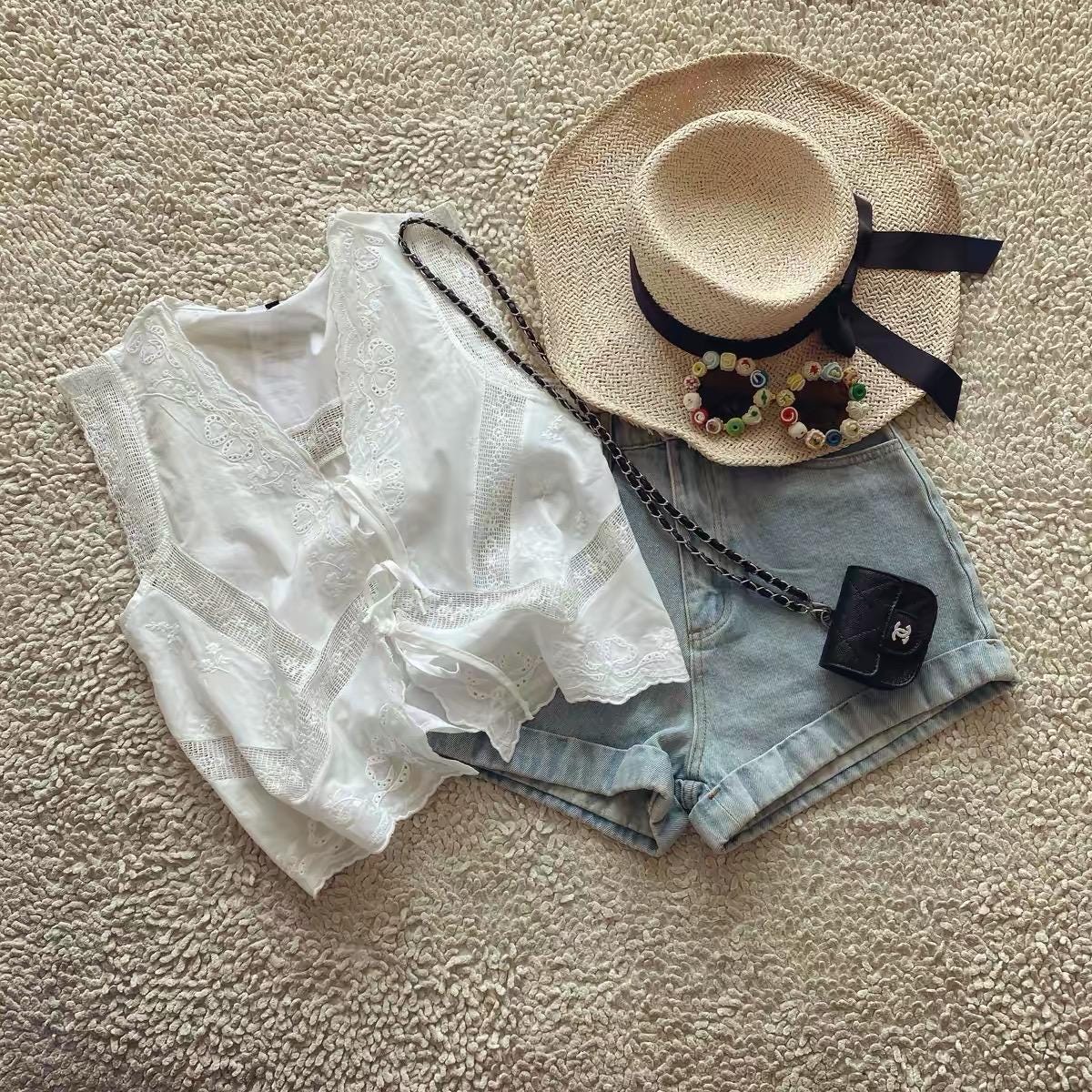 Casual cotton beige lace eyelet romantic vest top . Whimsical cottage core vest top. Bohemian cotton vest . Summer cotton praire vest