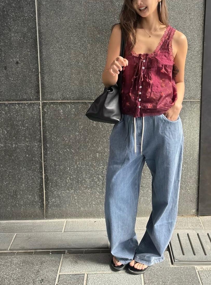 Casual cotton pintuck eyelet romantic top . Whimsical cottage core tank top. Bohemian cotton cami top . Maroon Red cotton lace top
