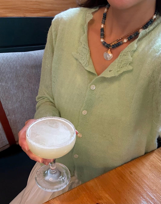 Knit Sage Matcha Cardigan Blouse. French Vintage Style Mint Avocado boho cardigan. Victorian Prairie style cardigan.