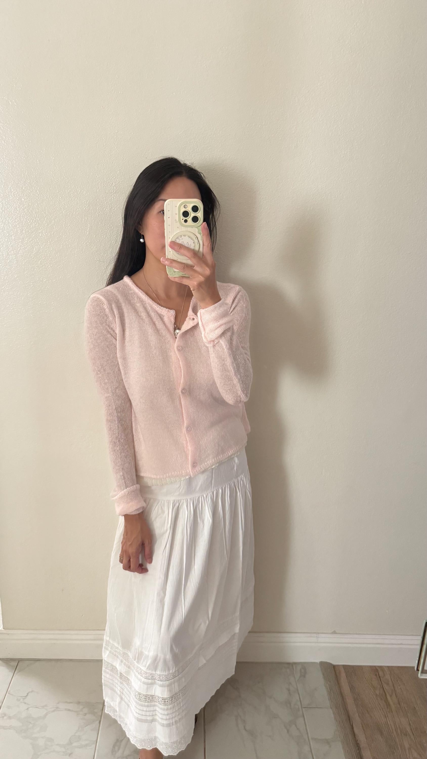 Knit Pink Cardigan Top Sweater. French Vintage Inspired cotton sweater. Victorian boho sweater . Nantucket Maine style