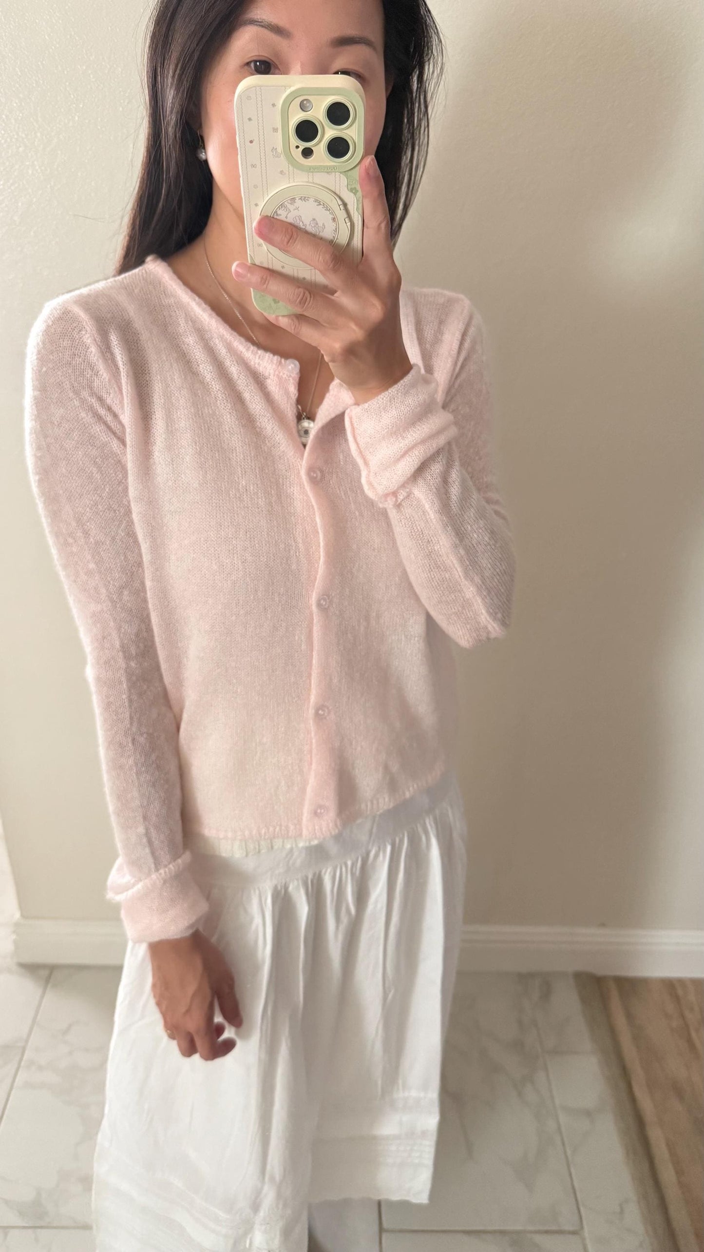 Knit Pink Cardigan Top Sweater. French Vintage Inspired cotton sweater. Victorian boho sweater . Nantucket Maine style