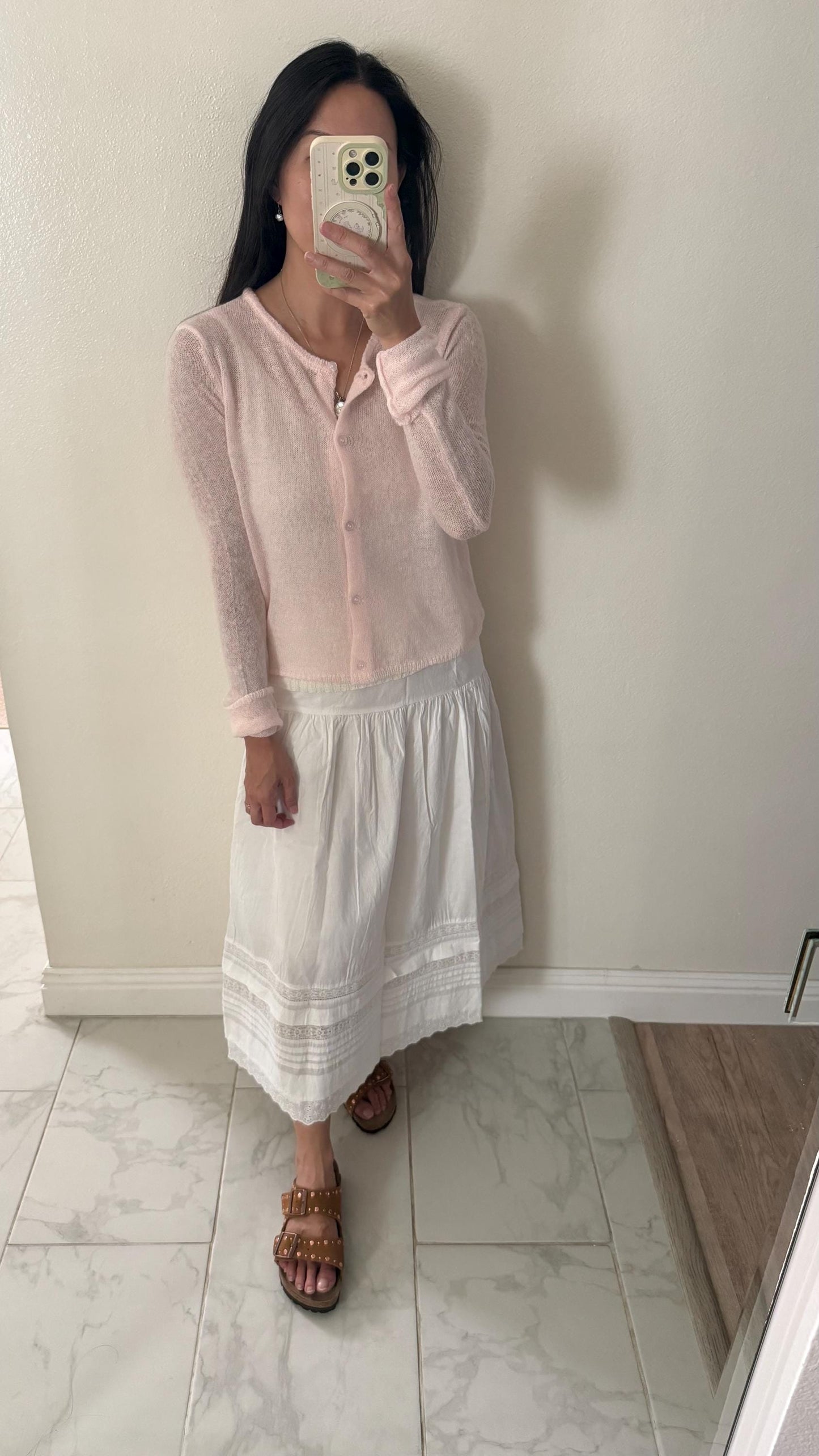 Knit Pink Cardigan Top Sweater. French Vintage Inspired cotton sweater. Victorian boho sweater . Nantucket Maine style