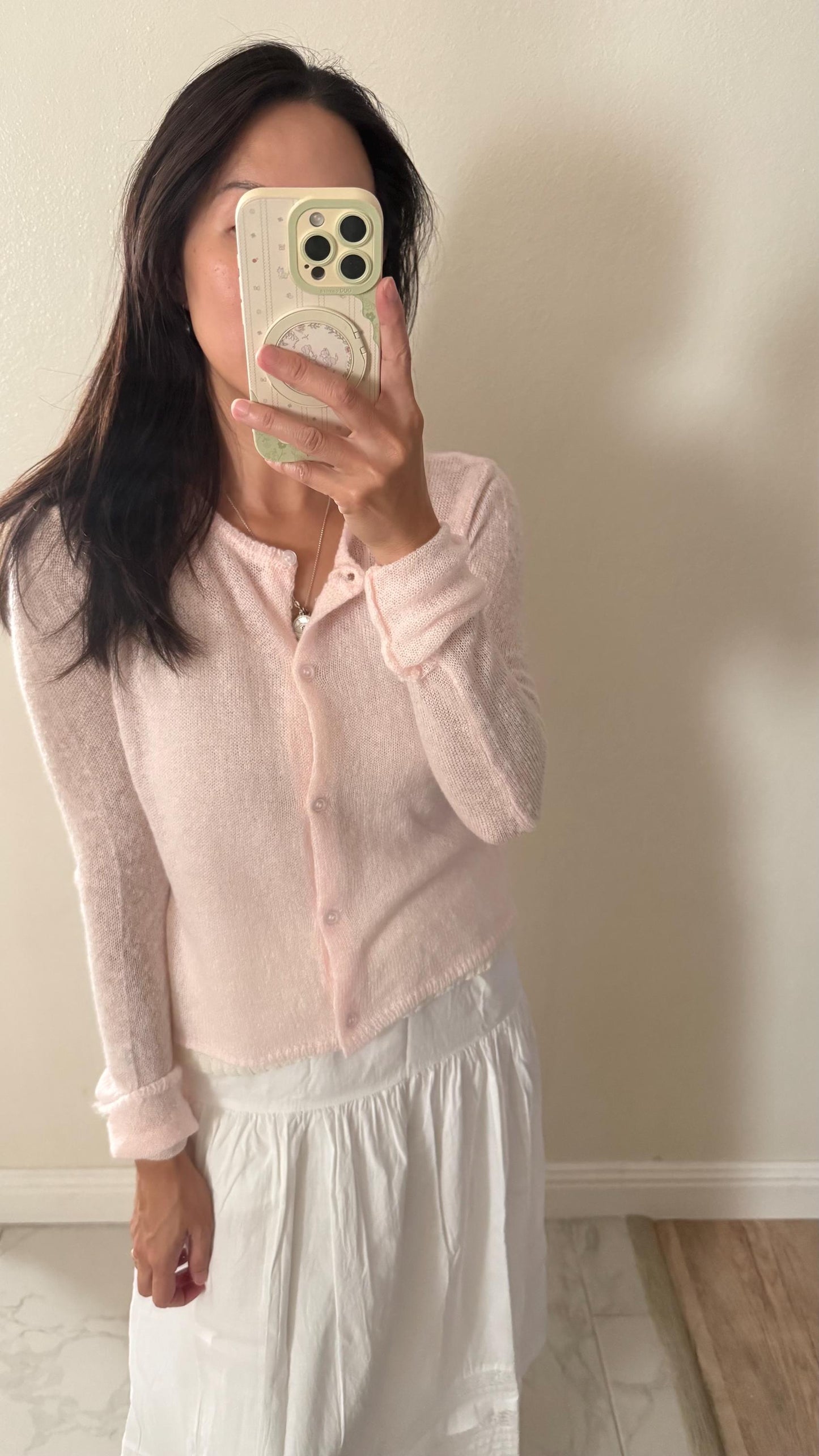 Knit Pink Cardigan Top Sweater. French Vintage Inspired cotton sweater. Victorian boho sweater . Nantucket Maine style