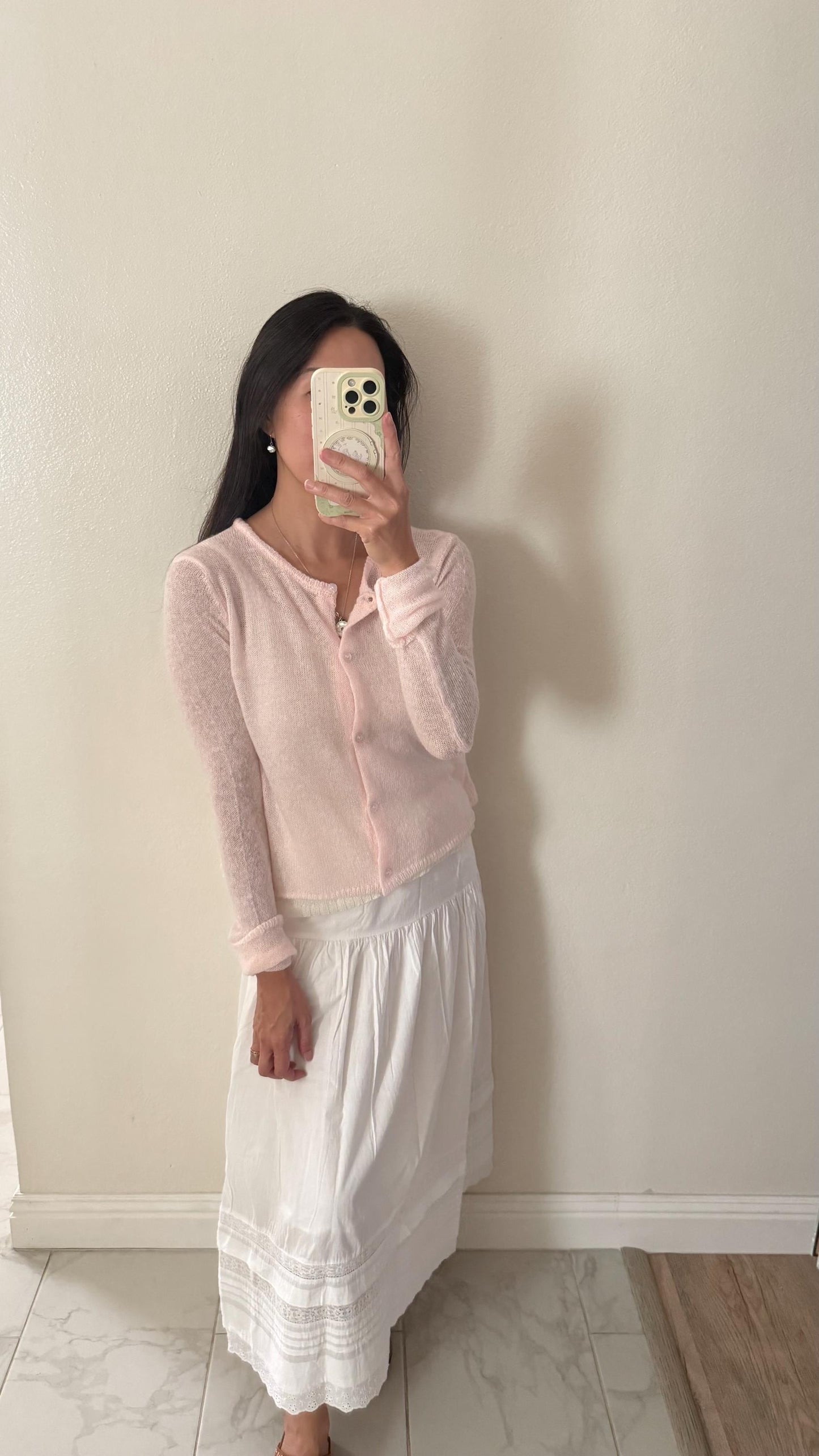 Knit Pink Cardigan Top Sweater. French Vintage Inspired cotton sweater. Victorian boho sweater . Nantucket Maine style