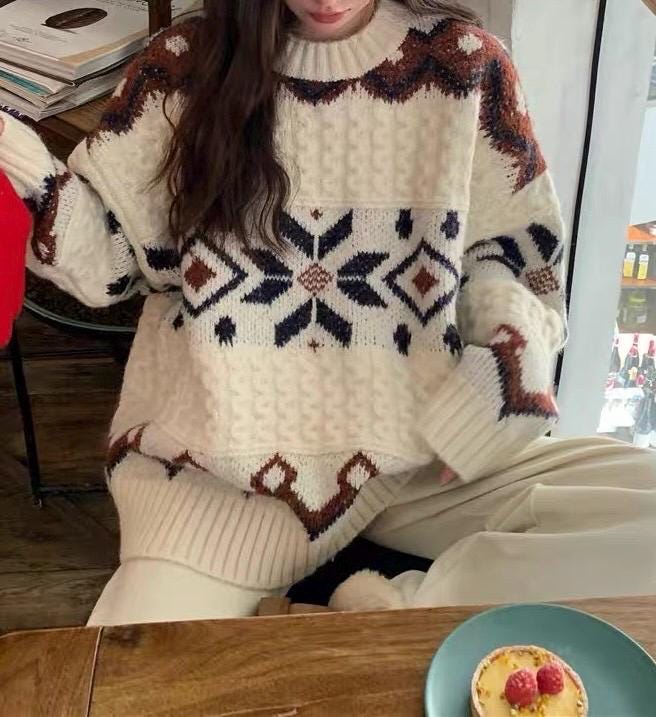 Vintage Inspired Knit Sweater. French Vintage Inspired cotton sweater. Western riding sweater. Victorian sweater. Nantucket Maine style