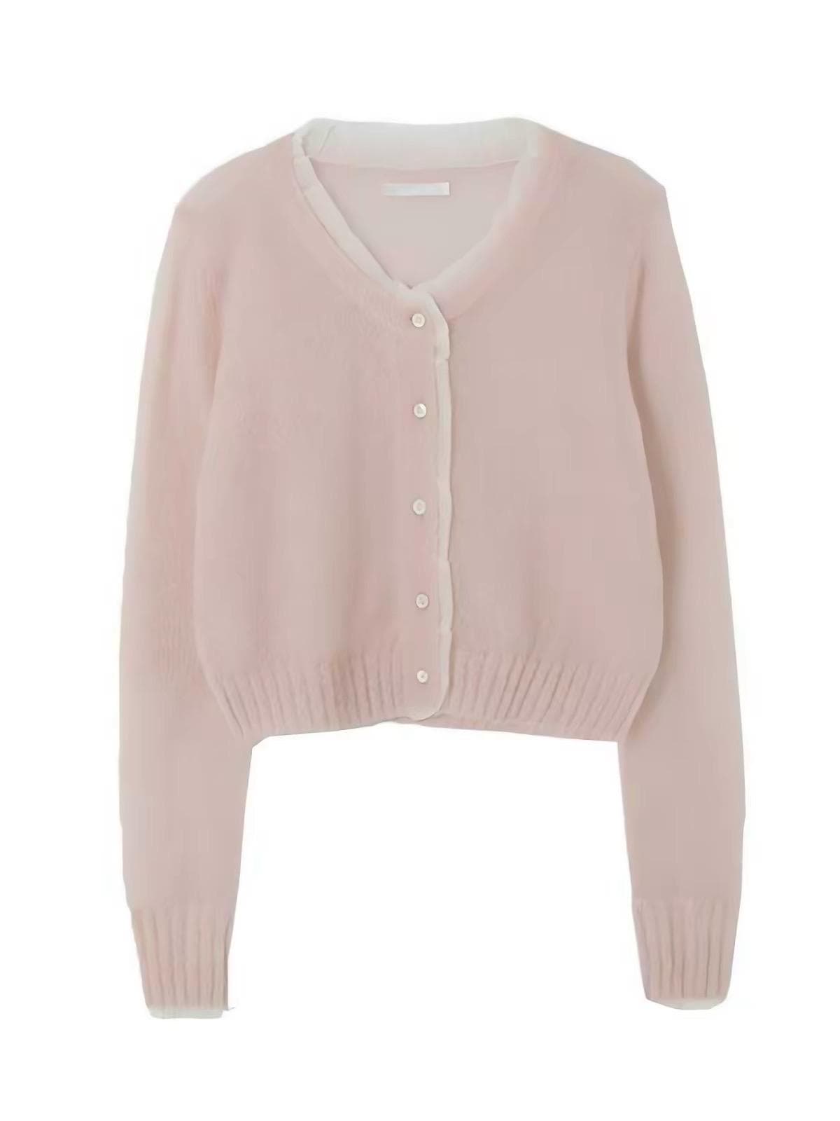 Knit Crop Pink Cardigan Top Sweater. French Vintage Inspired cotton sweater. Victorian boho sweater . Nantucket Maine style