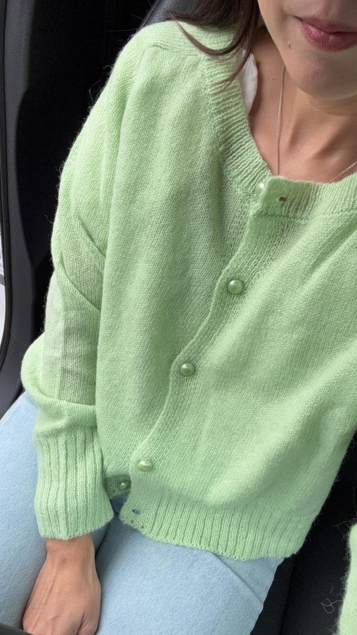 Avocado Matcha Cardigan Blouse. French Vintage Style Chartreuse color cardigan. Sage color Prairie style cardigan. Nantucket Maine style.