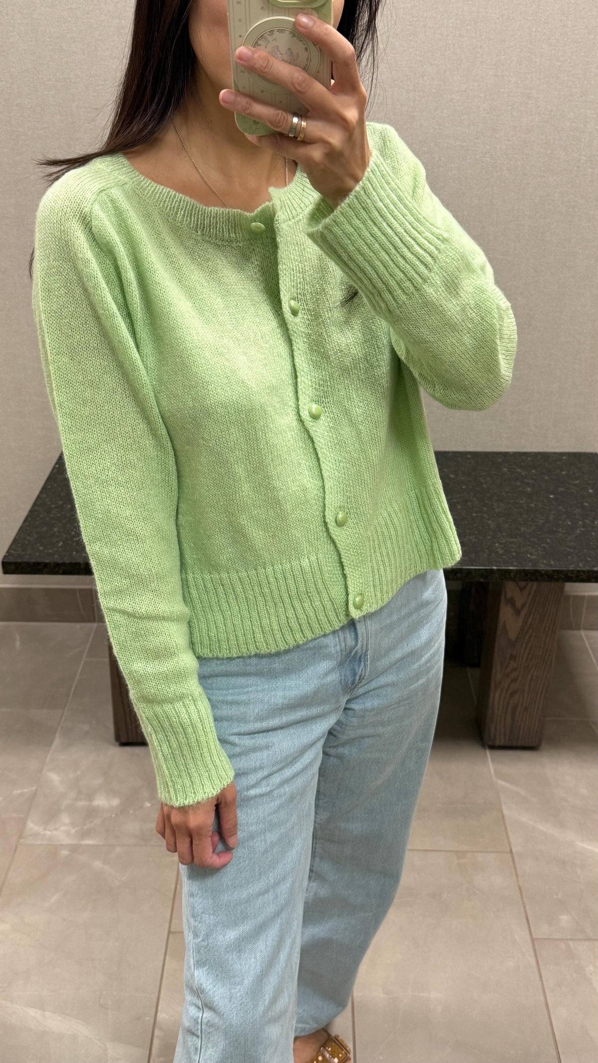 Avocado Matcha Cardigan Blouse. French Vintage Style Chartreuse color cardigan. Sage color Prairie style cardigan. Nantucket Maine style.
