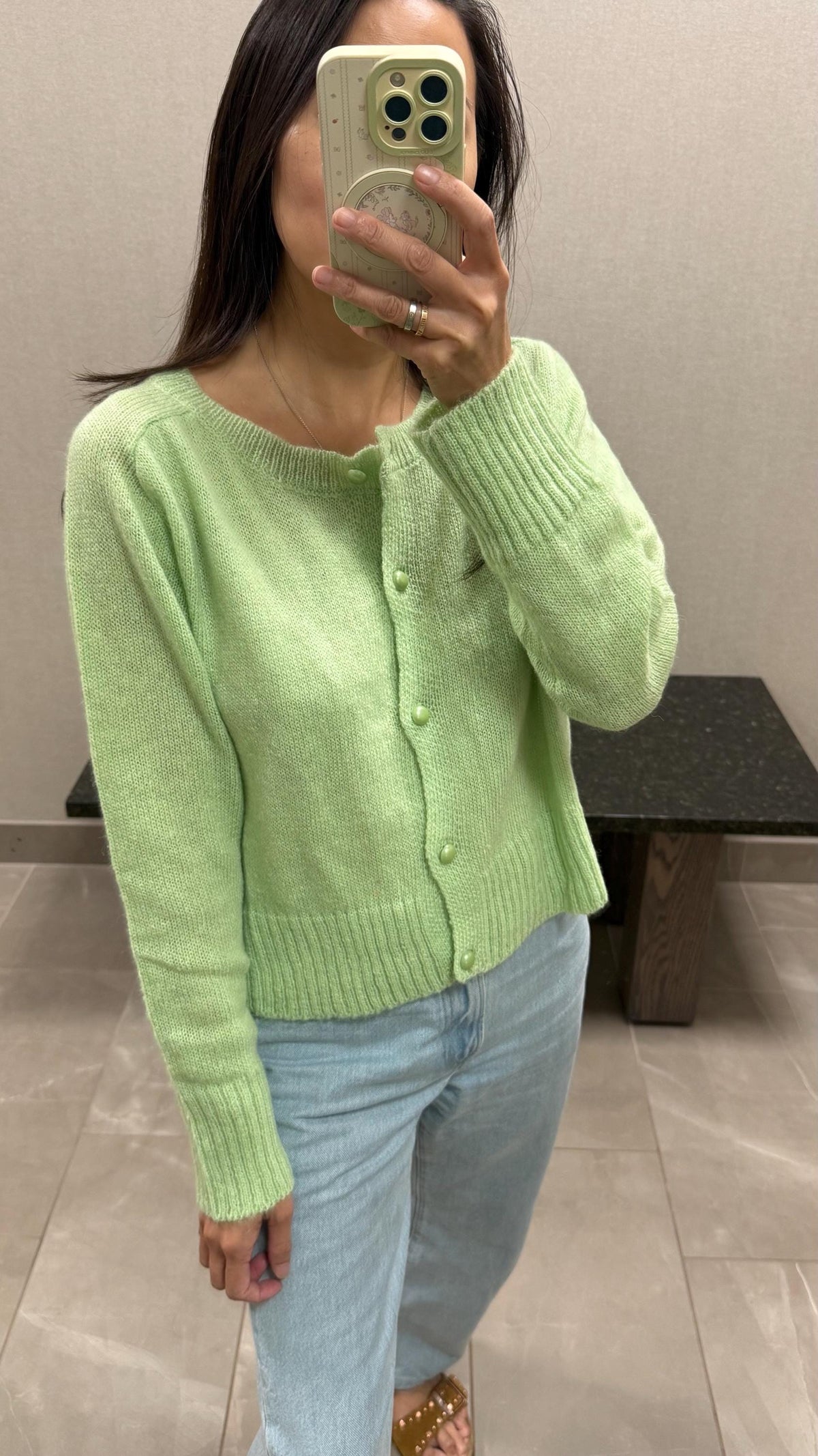 Avocado Matcha Cardigan Blouse. French Vintage Style Chartreuse color cardigan. Sage color Prairie style cardigan. Nantucket Maine style.