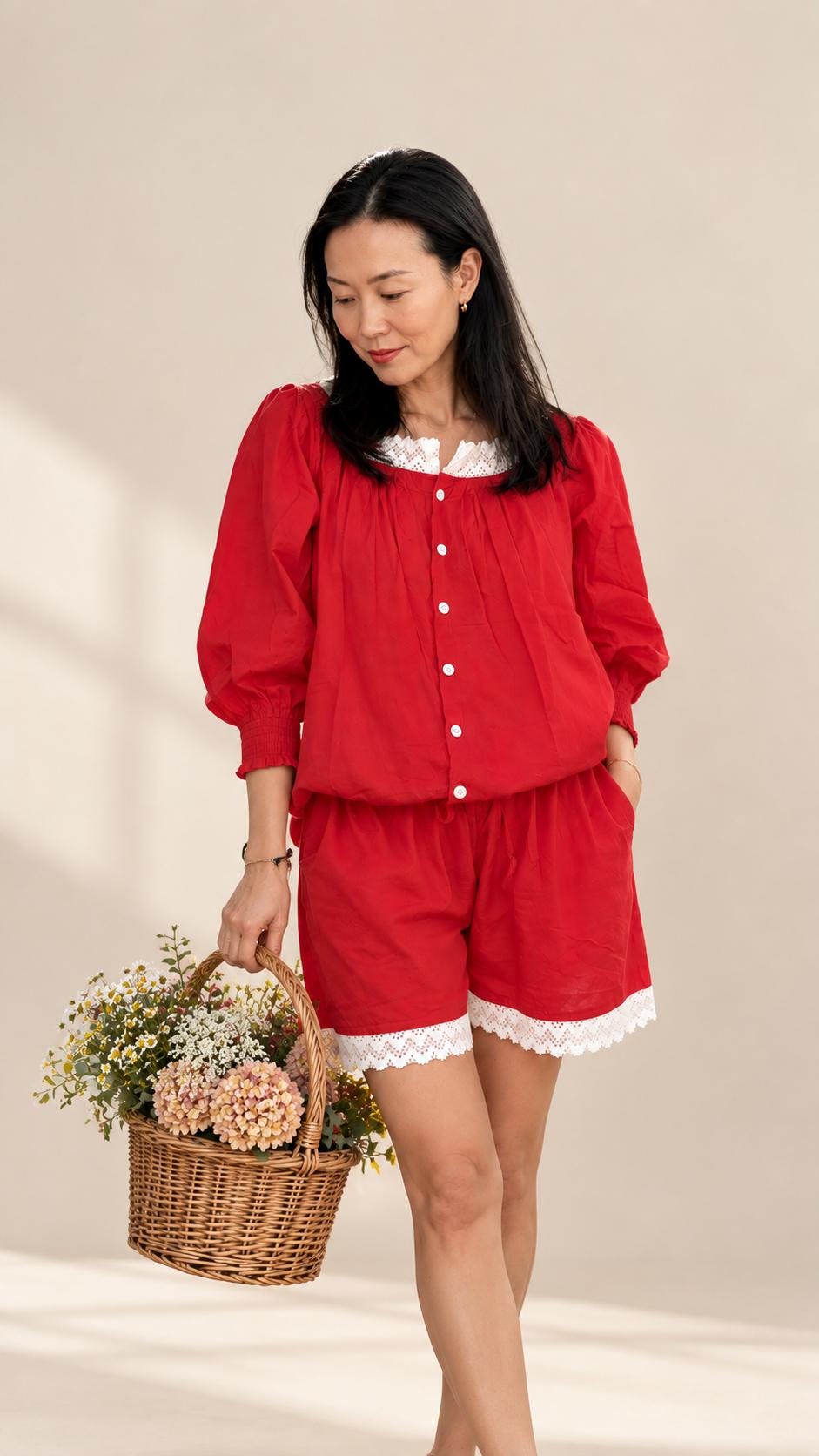 Matching set Lounge wear . French inspired Vintage Style top. Romantic Pintuck set. Holiday Christmas Co ord set