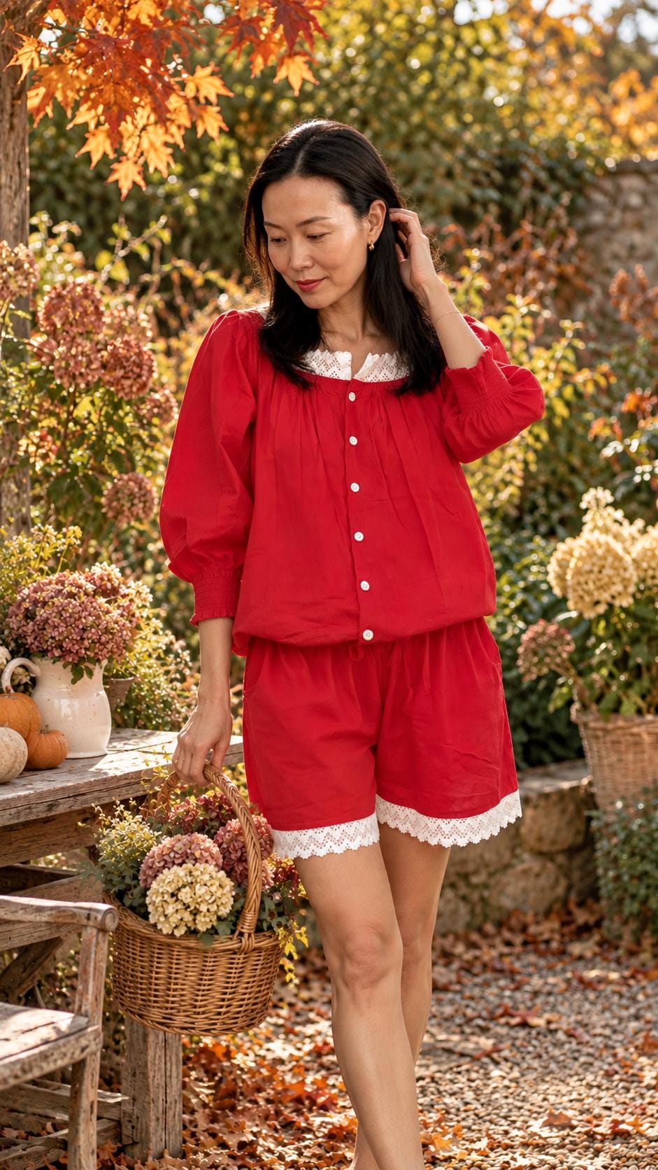Matching set Lounge wear . French inspired Vintage Style top. Romantic Pintuck set. Holiday Christmas Co ord set