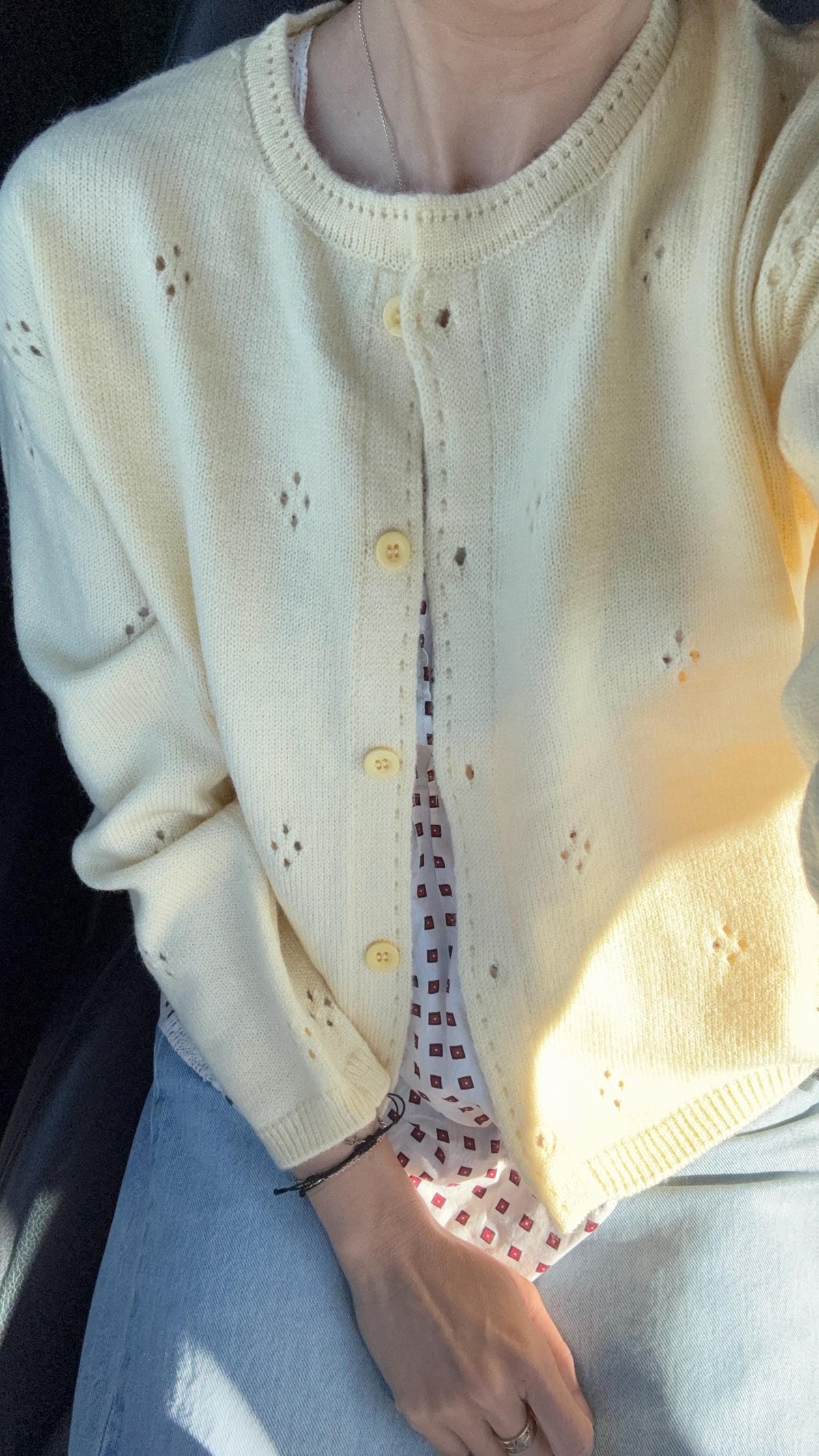 Butter Yellow Cardigan Blouse. French Vintage Style cardigan. Prairie style cardigan. Nantucket Maine style. Frech Inspired Style Top Knit