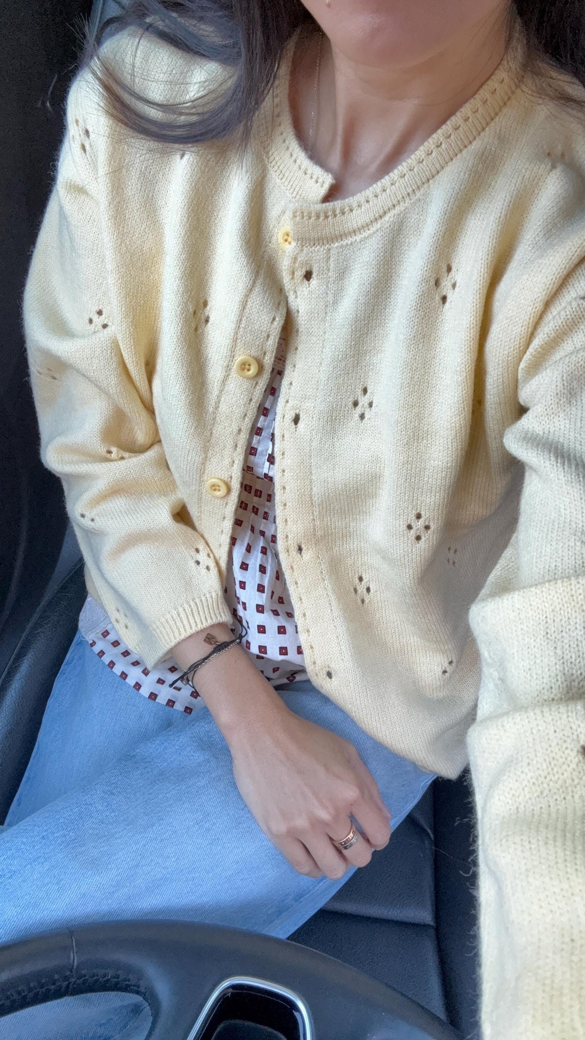 Butter Yellow Cardigan Blouse. French Vintage Style cardigan. Prairie style cardigan. Nantucket Maine style. Frech Inspired Style Top Knit