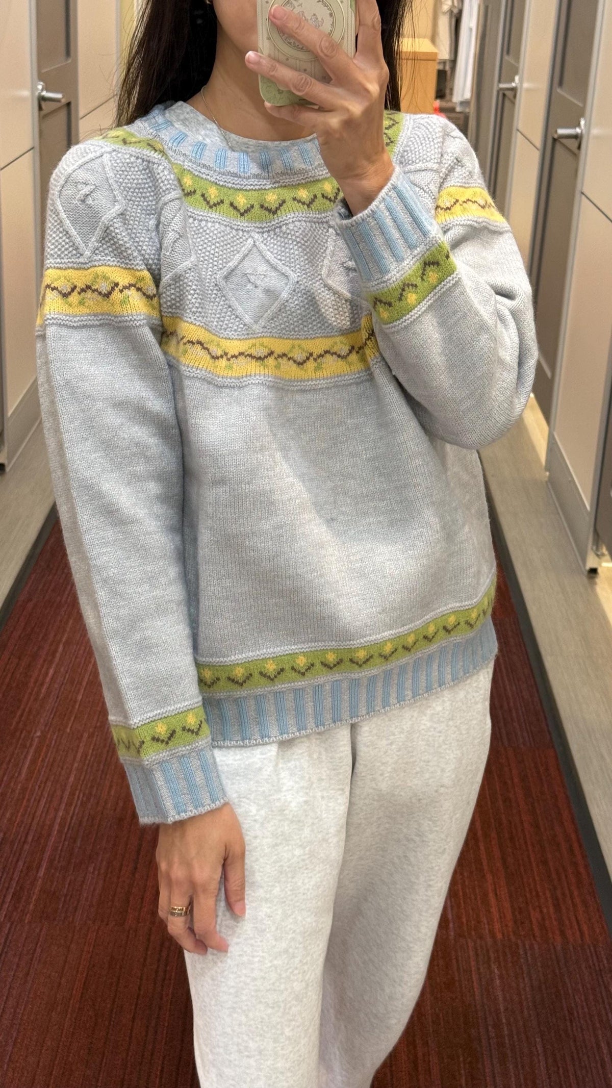 Vintage Inspired Knit Sweater. French Vintage Inspired cotton sweater. Western riding sweater. Fair Isle sweater. Nantucket Maine style
